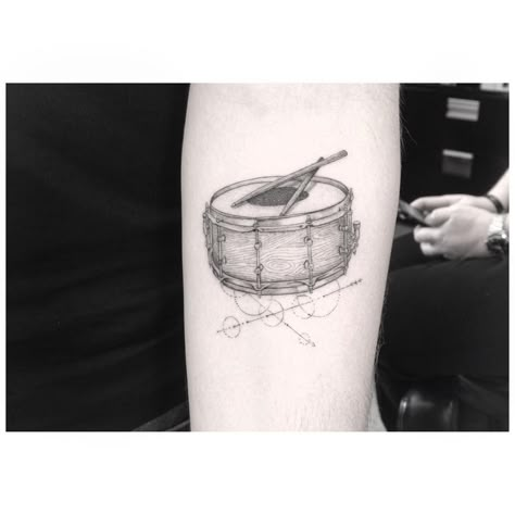 Guy's bday present couple weeks back @disclosure Snare Drum Tattoo, Drum Stick Tattoo, Drummer Tattoo, Woo Tattoo, Dr Woo Tattoo, Drum Tattoo, Stick Tattoo, Los Angeles Tattoo, Dr Woo