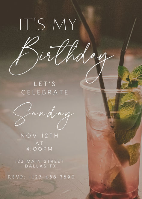 What better way to celebrate your special day than with drinks, dinner, and great vibes! Edit the invitation online and share via text. This birthday invitation template is fully editable. Dinner And Drinks Invitation, Thirty Fine, Birthday Dinner Invite, Digital Birthday Invitations, Online Birthday Invitations, Birthday Dinner Invitation, Invitation Card Birthday, Dinner Invitation Template, Design Hacks