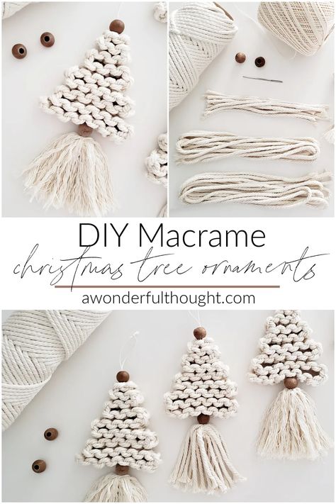 Macrame Christmas Tree Ornaments, Macrame Christmas Tree Ornament, Make Your Own Ornaments, Cute Macrame, Macrame Christmas Tree, Pola Macrame, Macrame Christmas, Diy Christmas Tree Ornaments, Macrame Patterns Tutorials