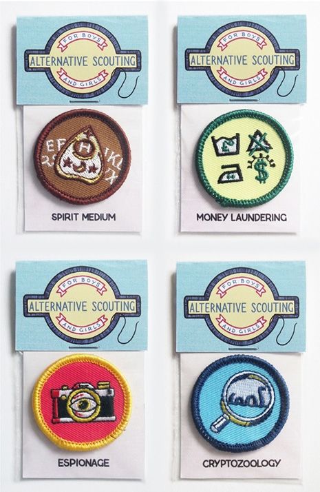 Scouting merit badges for cool shit like prank-calls, grave-robbing and arson! | Dangerous Minds Scouting For Girls, Glow Cloud, Scout Badges, Prank Calls, Welcome To Night Vale, Merit Badge, Night Vale, Pin Game, Morale Patch