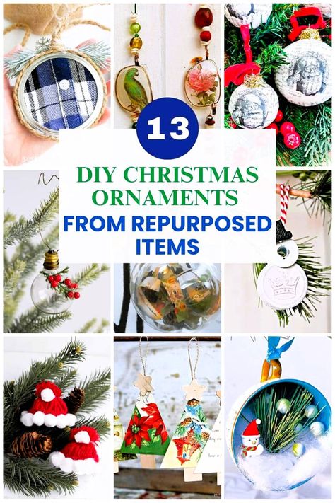 13 Merry Christmas Ornaments Made With Repurposed Items - Petticoat Junktion Finial Christmas Ornaments Diy, Repurpose Christmas Ornaments, Repurpose Ornaments, Repurposed Christmas Ornaments, Upcycle Christmas Ornaments, Merry Christmas Ornaments, Christmas Ornament Ideas, Christmas Ornaments Ideas, Wine Cork Ornaments