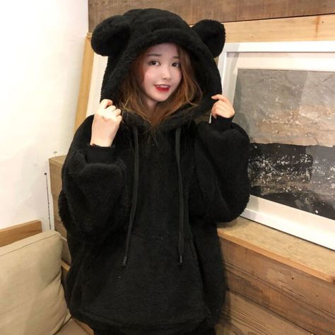 XL-4XL Plus Size Black/Pink Kawaii Bear Fluffy Hoodie BE384 Material: Cotton, PolyesterSleeve Style: RegularHooded: YesDecoration: Draw StringStyle: CasualItem Type: HoodiesSleeve Length(cm): FullThickness: Thick （Winter)Fabric Type: BroadclothLiner Type: None-LinerType: PulloversPattern Type: SolidClothing Length: RegularCollar: HoodedSize: XL 2XL 3XL 4XLColor: black pinkCondition: dailyStyle: Korean style Fluffy Hoodie, Kawaii Bear, Egirl Clothes, Pink Kawaii, Spring Hoodie, Clothing Winter, White Long Sleeves, Bear Hoodie, Bear Ears