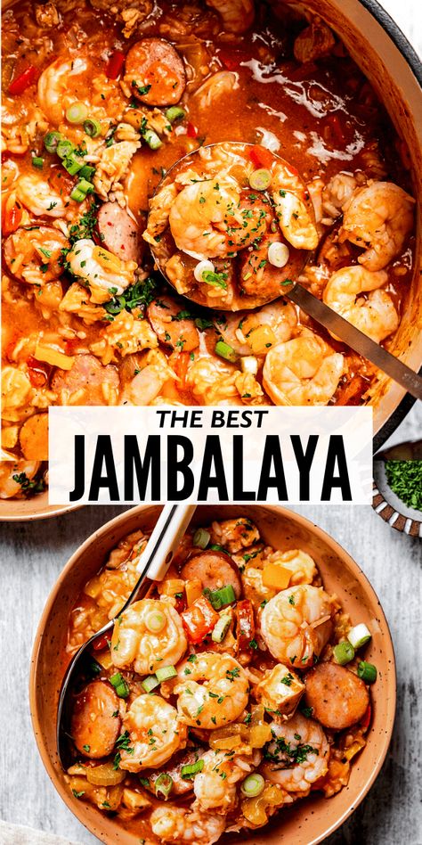 Jumbolia Recipes, Best Jambalaya Recipe, Homemade Jambalaya, Jambalaya Recipe Easy, Sausage Jambalaya, Shrimp And Sausage, Recipe With Chicken, Cajun Dishes, Chicken Shrimp