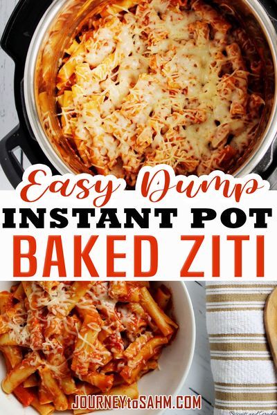 Dump and start Instant Pot Baked Ziti is so kid-friendly, you could even have them make it for you! Just 5 ingredients (salt and pepper don’t count!), less than 10 minutes using the pressure cooker part of your Instant Pot, and you’re good to go. The recipe uses a jar sauce, which makes a busy weeknight that much easier for us moms. Plus, it is vegetarian with hidden vegetables, making it a healthy meal for the kids as well. | Journey to SAHM @journeytoSAHM #instantpotpasta #journeytoSAHM Easy Instant Pot Pasta, Instant Pot Baked Ziti, Ziti With Sausage, Sausage Ricotta, Baked Ziti With Ricotta, Baked Ziti With Sausage, Instant Pot Pasta, Easy Baked Ziti, Ziti Recipe