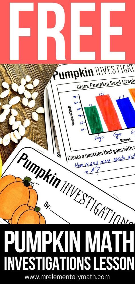 Free pumpkin math ideas and activities for kindergarten through 3rd grade students. Kids estimate, count, and graph pumpkin seeds using these the Pumpkin Investigations free printables. #pumpkinmath #pumpkinactivities #freepumpkinactivity Third Grade Halloween, Pumpkin Math Activities, Pumpkin Investigation, Pumpkin Lessons, Third Grade Math Activities, Pumpkin Learning, Pumpkin Science, Maths Investigations, Chapel Ideas