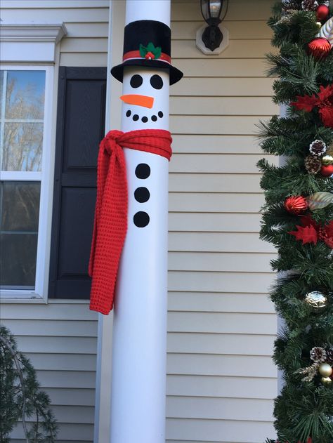 My favorite way to decorate columns for Christmas Store Christmas Decor, Dollar Store Christmas Decor, Christmas Bathroom Decor, Christmas Decoration Ideas, Dollar Store Christmas, Easy Christmas Decorations, Christmas Porch Decor, Christmas Decorations Diy Outdoor, Orange Garland