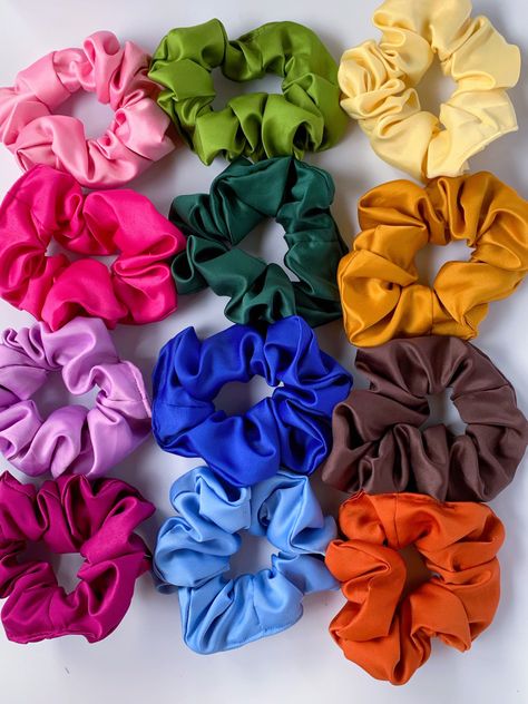 Made some beautiful scrunchies in different colours Scrunchie Business, Beautiful Scrunchies, Hair Accessories Diy Headband, Lounge Dresses, Hair Bows Diy Ribbon, Silk Hair Bonnets, Diy Hair Scrunchies, Diy Hair Accessories Ribbon, Love Pink Wallpaper