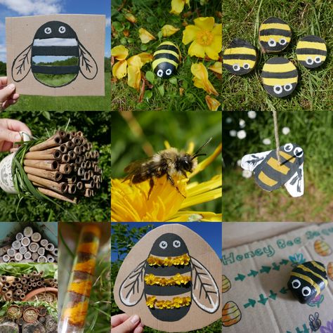 30 Spring activity ideas – Childsplayabc ~ Nature is our playground Bee Activity, Bee Conservation, Bee Activities, Nature Hunt, Solitary Bees, Nature Collage, Nature Play, Spring Activities, Butterfly Frame