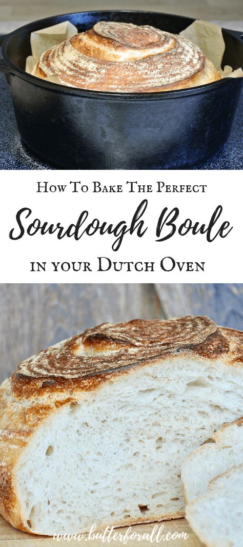 Sourdough Boule, Dutch Oven Bread, Homemade Sourdough Bread, Artisan Bread Recipes, Sourdough Starter Recipe, Dutch Oven Cooking, Dutch Oven Recipes, Sourdough Baking, Sourdough Bread Recipe