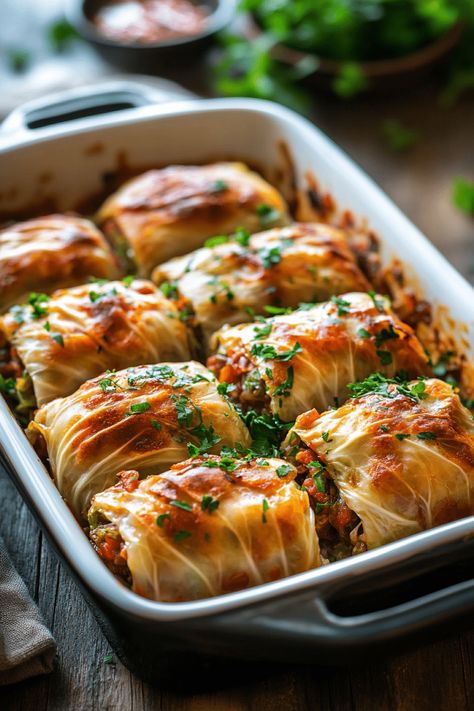 Uncover the secret to making mouthwatering stuffed cabbage rolls that will delight your family and friends—find out how to perfect this hearty dish! Best Stuffed Cabbage Rolls, Best Cabbage Rolls Recipe, Stuffed Cabbage Rolls, Cabbage Roll, Cabbage Rolls Recipe, Hearty Casseroles, Stuffed Cabbage, Cabbage Rolls, Cabbage Recipes