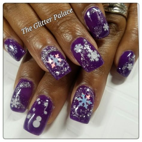 Purple Christmas Nails, Winter Nails Snowflake, Jan Nails, Nails With Snowflakes, Easy Toe Nail Designs, Firework Nails, Nails Purple, Wow Nails, Snowflake Nails