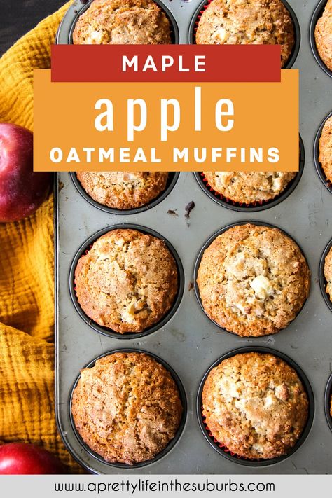 Apple Cinnamon Oatmeal Muffins, Cinnamon Oatmeal Muffins, Apple Oatmeal Muffins, Apple Cinnamon Oatmeal, Apple Oatmeal, Healthy Muffin Recipes, Apple Muffins, Homemade Muffins, Quit Drinking