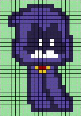 Alpha pattern #143025 | BraceletBook Pixel Art Pattern Cartoon, Pixel Art Teen Titans, Pixel Art For Minecraft, Coraline Perler Bead Patterns, Pixel Art Pattern Characters, Raven Pixel Art, Pixel Art Alpha Pattern, Large Pixel Art, Grunge Pixel Art