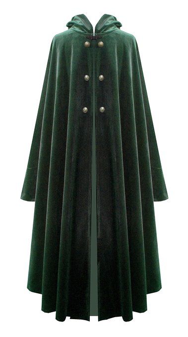 Medieval Cape, Forest Dress, Gothic Medieval, Black Cloak, Cape Cloak, Edwardian Dress, Medieval Costume, Fashion Themes, Green Coat