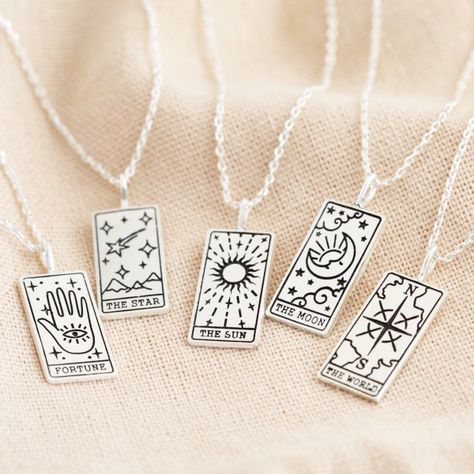 The World Tarot Card, The World Tarot, Tarot Card Necklace, The Sun Tarot Card, The Moon Tarot Card, Tarot Gifts, The Moon Tarot, Card Necklace, Unique Jewelry Gifts