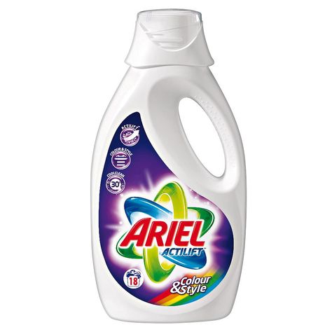 Ariel Actilift Colour & Style Liquid Laundry Detergent (1.31 L, 16 Loads) Mexican Laundry Detergent, Ariel Detergent, Cleaning Products Design, Laundry Detergent Bottles, Cleaning Cupboard, Soap Packaging Design, Tiny Cooking, Detergent Bottles, Cosmetic Packaging Design