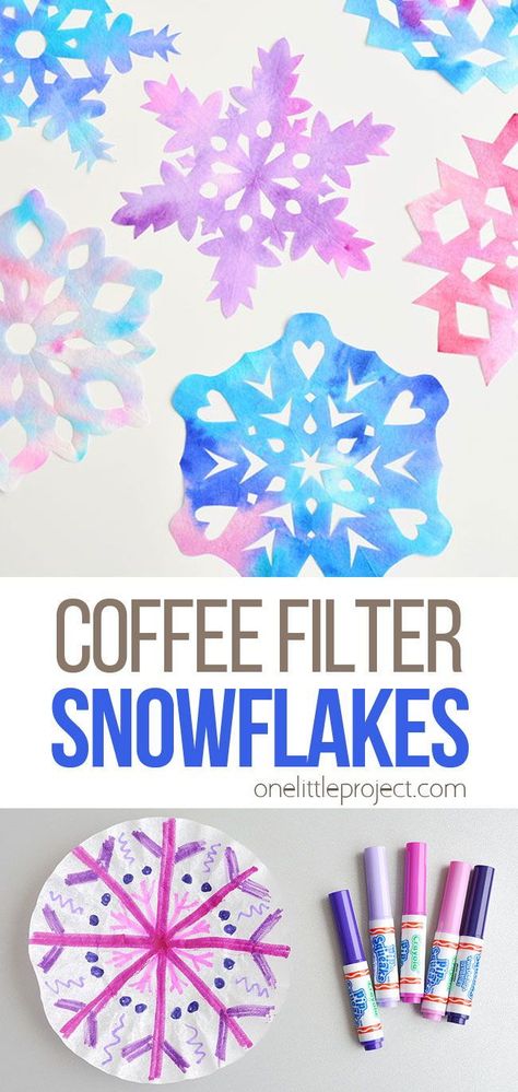 Lily Craft, Coffee Filter Snowflakes, Coffee Filters Snowflakes, Fun Winter Crafts, Preschool Winter, January Crafts, Winter Projects, Snowflake Craft, Toddler Ideas