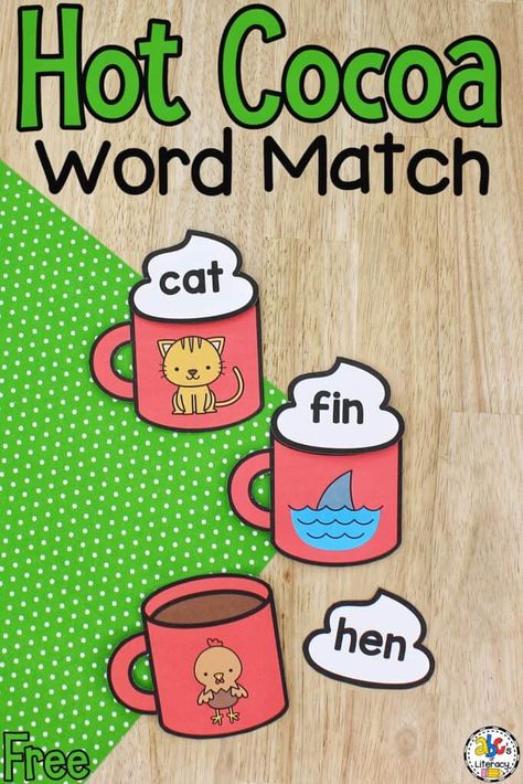 Cvc Words Activity, Free Phonics Activities, Winter Literacy Activities, Cvc Word Games, Kindergarten Art Activities, Cvc Word Work, Word Work Kindergarten, Cvc Worksheets, Beginning Of Kindergarten