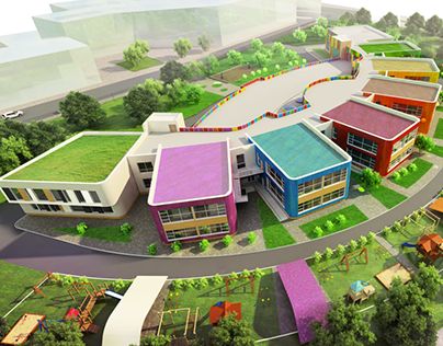 Kindergarten Facade Architecture, Kindergarten Projects Architecture, Kindergarten Building Architecture, Kindergarten Concept Architecture, Kindergarten Plan Architecture Projects, School Building Concept, Kindergarten Architecture Concept, Kindergarten Architecture Design, Kindergarten School Design