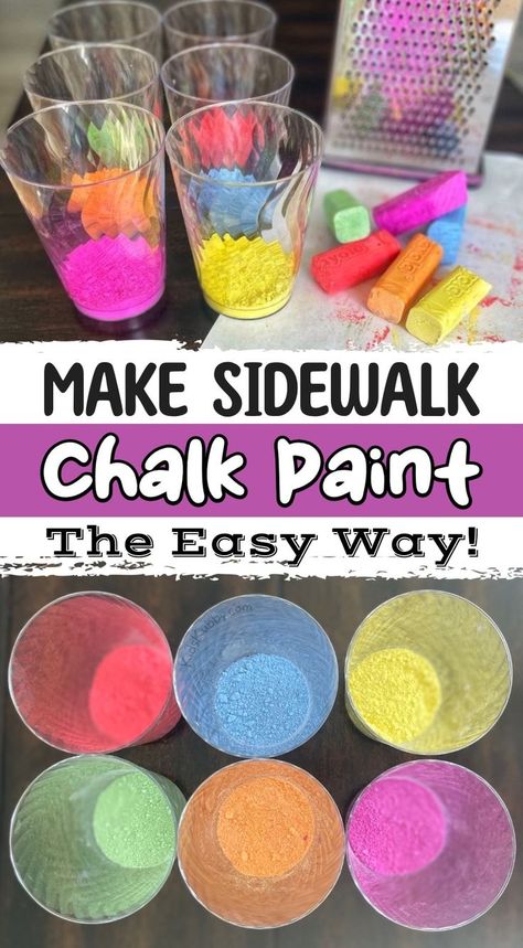 Liquid Chalk Diy, Chalk Paint Kids Outside, Sidewalk Puffy Paint Recipe, Sidewalk Chalk Paint Diy, Chalk Paint For Kids Outside, Foam Chalk Paint, Sidewalk Chalk Storage, Chalk Paint Sidewalk, Chalk Water Painting