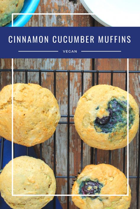 Cinnamon Cucumber Muffins (Vegan) - Bad to the Bowl Cucumber Muffins, Cucumber Bread Recipe, Flax Egg Recipe, Kid Friendly Vegetarian Recipes, Muffins Vegan, Vegan Plant Based, Bake Sale Recipes, Summer Breakfast, Vegan Blueberry