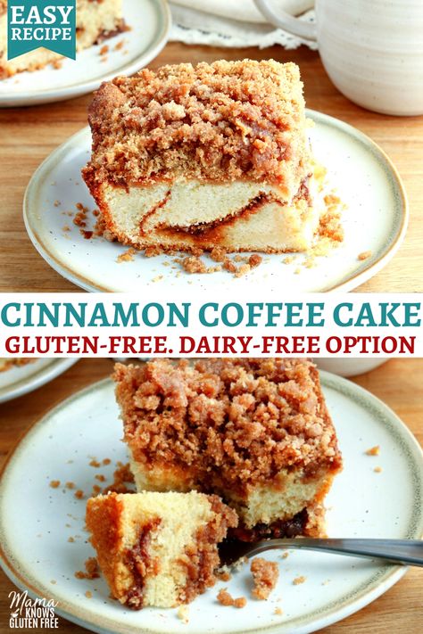 Gluten Free Cinnamon Coffee Cake Muffins, Gluten Free Cinnamon Crumb Cake, Dairy Free Coffee Cake Recipe, Gf Df Coffee Cake, Dairy Free Cinnamon Bread, Gf Coffee Cake Recipes, Gluten Free Cinnamon Coffee Cake, Easy Gluten Free Dairy Free Recipes, Gluten Free Vegan Coffee Cake