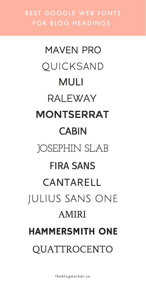 Best Google Web Fonts for Blog Headings | The Blog Market Best Google Fonts, Google Font Pairings, Font Combination, Top Fonts, Minimal Font, Web Design Quotes, Google Web, Business Fonts, Website Fonts