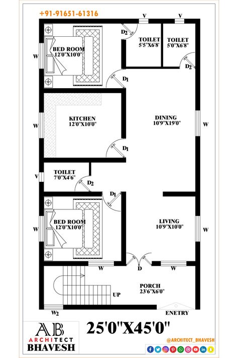 Ground Floor Plan Plan 25'X45' Plot Area 1125 SqFt. Plan According to Client #House_Design #House_Planning #buildingplans RS Construction & Academy +91-9165161316 25 45 Ft House Plans, 1200 Sq Ft House Plans, 1000 Sq Ft House, 1200 Sq Ft House, Small Apartment Building, House Plans Ideas, Small House Elevation, Small House Elevation Design, Building House