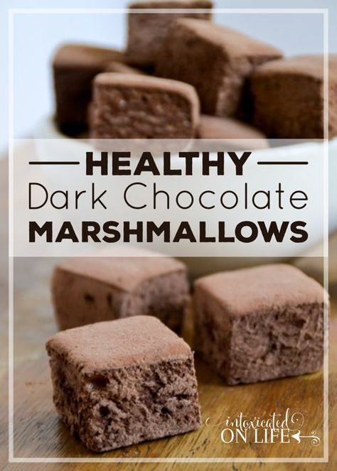 Healthy Dark Chocolate Marshmallows Recipe Chocolate Marshmallow Recipe, Homemade Marshmallow Recipe, Healthy Dark Chocolate, Homemade Hot Cocoa, Gelatin Recipes, Low Carb High Protein, Recipes With Marshmallows, Homemade Marshmallows, Popular Desserts