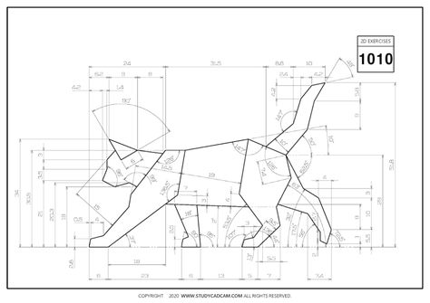 2D CAD EXERCISES 1010 - STUDYCADCAM Isometric Drawing Exercises Autocad, Autocad Exercises 2d, 2d Drawings Autocad, Autocad Exercises, Auto Cad Drawing, 3d Cad Exercises, 2d Sketch, Isometric Drawing Exercises, Autocad Isometric Drawing