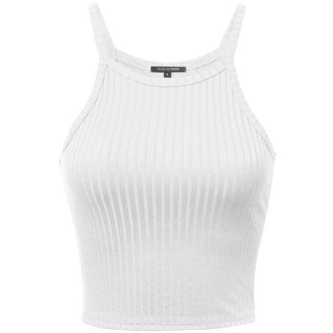 Made by Emma Basic Sleeveless Spaghetti Strap Ribbed Cropped Tank Top... ($9.99) ❤ liked on Polyvore featuring tops, crop tops, shirts, spaghetti strap tank top, ribbed tank tops, cropped tank top, white crop tops and white crop tank Cropped White Shirt, Crop Tops Shirts, Cami Outfit, White Sleeveless Shirt, White Crop Tank, White Crop Top Tank, White Sleeveless Top, Tank Top White, Spaghetti Strap Tank Top