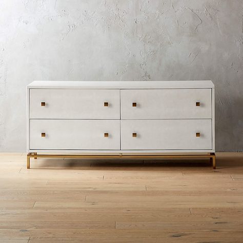 Ivory Shagreen Embossed Low Dresser + Reviews | CB2 Short Dresser, Low Dresser, Mid Century Modern Dresser, Dresser Storage, Modern Dresser, Bedroom Furniture Dresser, Bedroom Dressers, Modern Storage, Bedroom Layouts