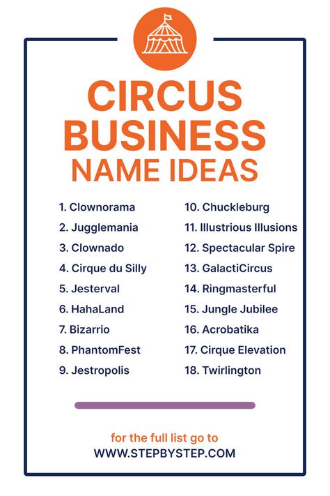 Step right up to success with these exciting and catchy circus business name ideas! Perfect for attracting audiences to your spectacular shows. Circus Names, Business Name Generator, Business Name Ideas, Names Ideas, Name Ideas, Business Problems, Name Generator, Start Up Business, Business Tools