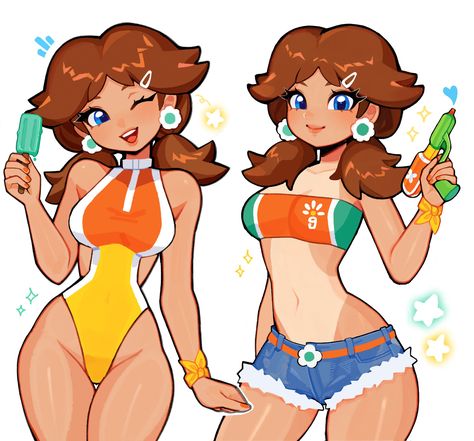 Daisy Drawing, Super Princess Peach, Super Mario Princess, Super Princess, Peach Mario, Mario Fan Art, Nintendo Princess, Nintendo Fan Art, Princess Daisy