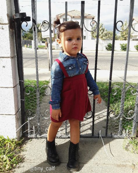 Baby fall outfits. Baby/toddler  fashion. Dr.  Martens.  Doc Martens. Boho/bohemian baby/toddler. Toddler fall outfit. Old Navy style. Burgundy/ wine suspender skirt. Toddler Doc Martens Outfits, Baby Doc Martens, Baby Fall Outfits, Mini Outfits, Doc Martens Outfits, Wine Outfit, Toddler Designer Clothes, Doc Martens Outfit