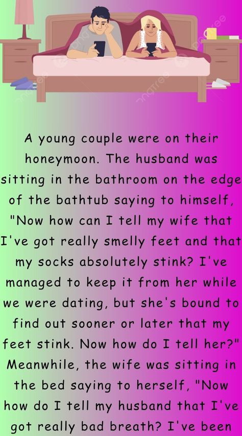 A young couple were on their honeymoon - Funny Jokes and Story | Humors - Funny Jokes and Story | Humors Everything Green, Funny Stories To Tell, Couples Jokes, 3 Brothers, Jokes Humor, Wife Jokes, Vintage Photoshoot, Internet Culture, Short Jokes