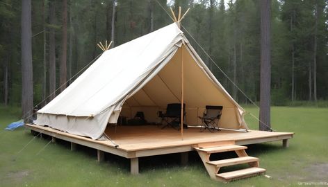 Wall Tent Platform: 7 Steps for Building a Beautiful Wall Tent Deck Wall Tent Interior, Diy Tent Platform, Permanent Tent Structure, Tent Deck, Tent Platform, Diy Tent, Framing Construction, Wall Tent, Joist Hangers