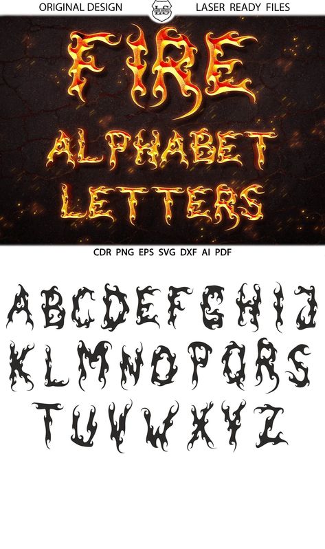 Downloadable  files for creating unique and stylish#metalfonts #alphabetdesign #typographyinspiration #metallicletters #fontlover Fire Graffiti Lettering, Fire Font Letters, Fire Letters Alphabet, Letters On Fire, Alphabet Letters Fonts, Fire Lettering, Flame Letters, Heavy Metal Font, Fire Letters