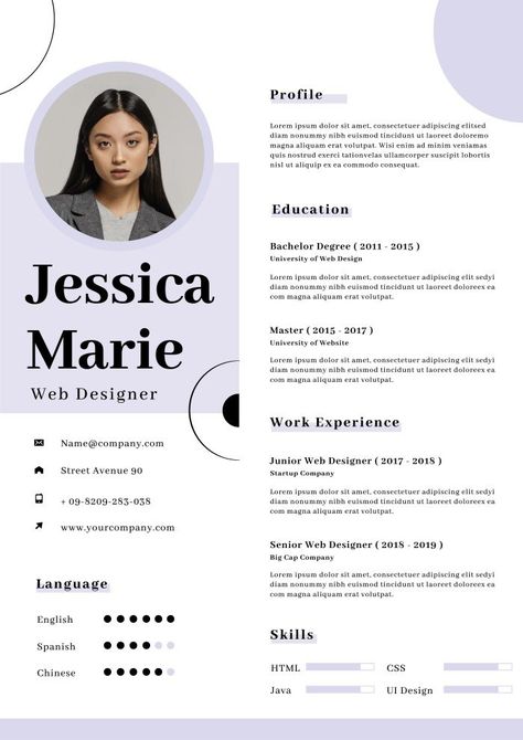 Modern Minimalist Jessica Purple Resume Cv Design Template Free, Resume Template Free Downloadable, Resume Student, Professional Resume Format, Resignation Letter Format, Curriculum Template, Resume Template Download, Good Resume, Ats Resume