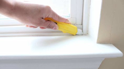 How to Fix or Repair Ugly Caulk Lines | Blog | Odd Job Larry Craftsman Trim Window, Craftsman Window, Diy Window Trim, Shower Window, Interior Window Trim, Wood French Doors, Window In Shower, Double Window, Window Casing