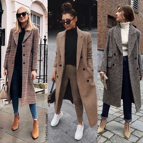 Checkered Coats For Women, Checkered Trench Coat Outfit, Checkered Coat Outfit Winter, Checkered Trench Coat, Check Coat Outfit, Long Plaid Coat Outfit, Checkered Coat Outfit, Longline Coat Outfits, Plaid Trench Coat Outfit