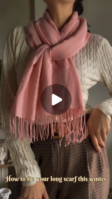 Zornitsa Ivova on Instagram: "🧣How to tie your long scarf this winter🧣 I love how voluminous the scarf looks this way and how quick it is to tie it. Simply perfect for my for my lapel coats this winter. Don't forget to save this for your future reference.  🤍" Folding A Scarf Ways To, Winter Scarf Tying Tutorials, Scarf Pins How To Wear A, Cute Ways To Tie A Scarf, Neck Scarf Styles Winter, How To Tie A Pashmina Scarf, How To Wrap A Scarf Around Neck, How To Fold Scarves, Oblong Scarf Tying Ideas