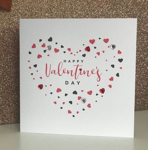 Valentines card - Gem embossed love heart Valentines card Valentines Day Cards Diy, Valentines Bricolage, Valentines Day Cards Handmade, Homemade Valentines Day Cards, Library Cards, Diy Valentines Cards, Valentine Cards Handmade, Happy Valentines Day Card, Valentines Greetings