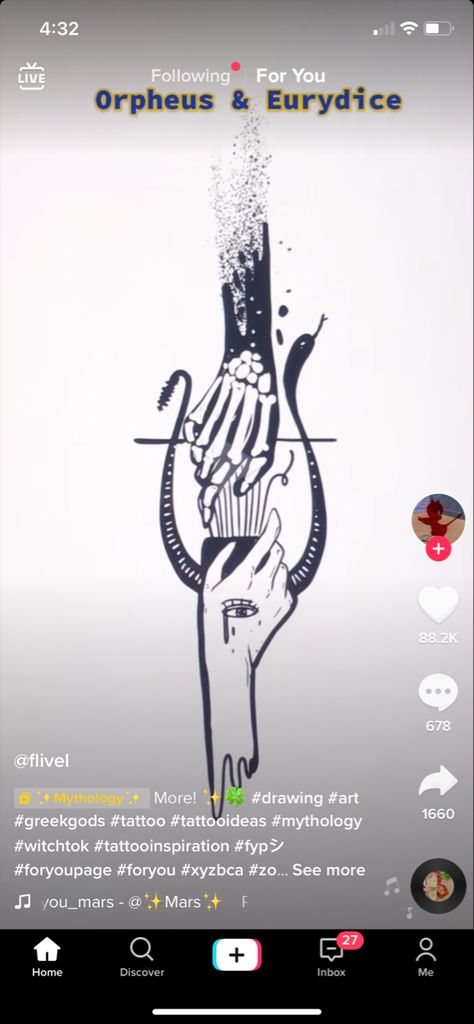 credit to @ flivel on tiktok!! Eurydice Tattoo, Orpheus And Eurydice Tattoo, Orpheus And Eurydice, Greek Myths, Cute Easy Drawings, Body Modifications, Piercing Tattoo, Greek Gods, Greek Mythology