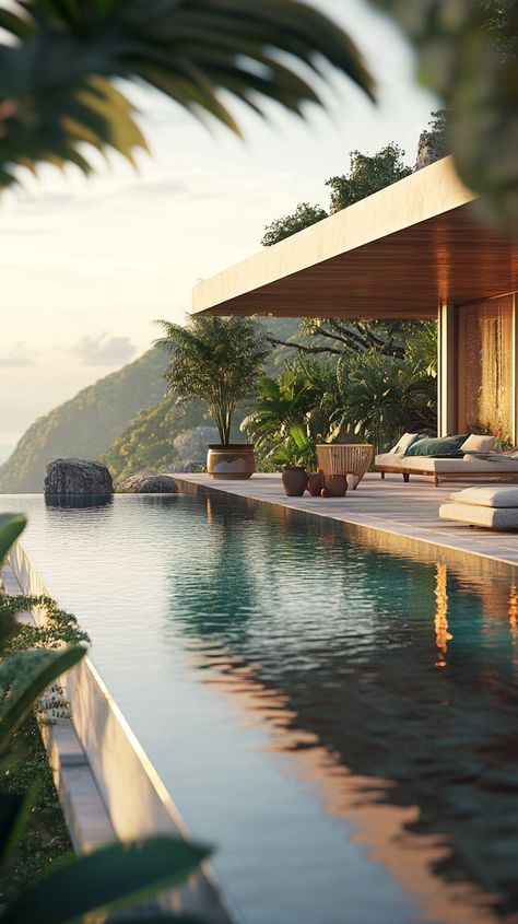 Exotic island villa with infinity pool ocean views. Jungle Infinity Pool, Abundant Money, Costa Rica Villas, Eco Village, Island Homes, Exotic Homes, Greek Architecture, Island Villa, Amazing Homes