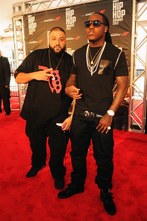 ATLANTA, GA - SEPTEMBER 29: DJ Khaled and Ace Hood attend the 2012 BET Hip Hop Awards at Boisfeuillet Jones Atlanta Civic Center on September 29, 2012 in Atlanta, Georgia. (Photo by Chris McKay/Getty Images for BET) Hood Pics, Diggy Simmons, Angelina Jolie Movies, Bet Hip Hop Awards, Hood Style, Ace Hood, Casual Street Wear, Rick Ross, Dj Khaled