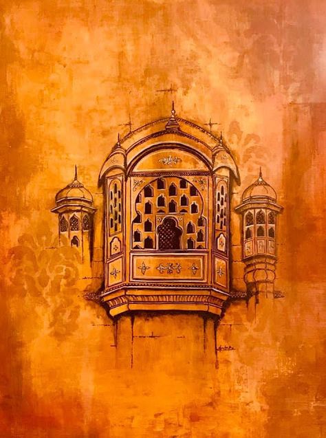 Jaipur Painting Art, Jain Diksha Decoration, Jaipur Wall Art, Mughal Architecture Painting, Abstract Indian Art, Jaipur Sketch, Jaipur Drawing, Rajasthani Background, Indian Architecture Painting