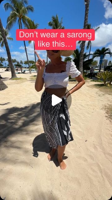 Monica D 🌺 Hawaii 🏖 Beach on Instagram: "Here’s a fun way to make a sarong / pareo skirt! Would you wear it ?
*
Wrap at around you just with one end so it’s enough fabric to tie it with the rest of the fabric on the side, you are just gonna make a tiny knot inside, shift the fabric so it covers your behind. Grab the rest of the fabric and fold the upper end down so you have a triangle, shift that back to the side and try to wrap your body with it , if you are able to tie both ends on the opposite side, I like using my coconut buckle. If you are not able to tie the ends you can just tuck them on your waist, its gonna look pretty as well. If you want to show a little bit of leg just shift the fabric around your ankles to the side .
You can wear this skirt to the beach or even to dinner wit Coconut Buckle Sarong, How To Tie Hawaiian Wrap, How To Tie A Skirt Wraps, Sarong Wrap Ideas, How To Tie Beach Wrap Cover Up, Sarong Tie Ideas, How To Wrap A Sarong, How To Wear Sarong Wraps, How To Style A Wrap Skirt