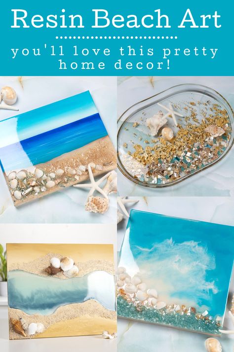 Resin Art With Seashells Diy, Beach Sand Resin, Seashells In Resin, How To Make Resin Wall Art, Glass Art Resin, How To Pour Resin In Molds, Diy Beach Resin Art, Resin Art With Seashells, Epoxy Resin Beach Art