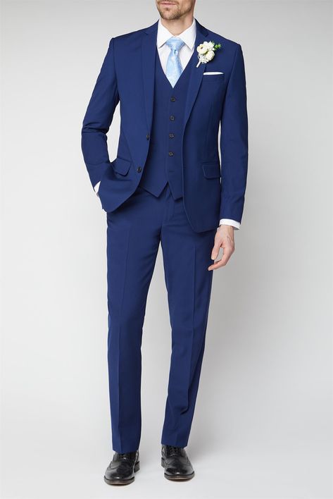 Blue Wedding Suit Groom, Navy Blue Suit Men, Navy Blue Suit Wedding, Blue Tuxedo Wedding, Wedding Suits Men Blue, Blue Groomsmen Suits, Groom Blue Suit, Blue Groomsmen, Mens 3 Piece Suits